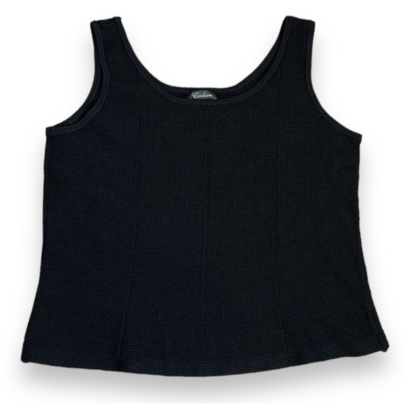 Women's L Black Knit Sweater Tank Top Closet Staple Basic Crop To Waist Caelian - Picture 1 of 11